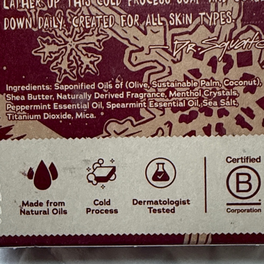 Dr. Squatch Frosty Peppermint Men's Natural Soap - Limited Edition - Picture 4 of 9